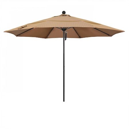 California Umbrella 11' Black Aluminum Market Patio Umbrella, Olefin Terrace Sequoia 194061333747